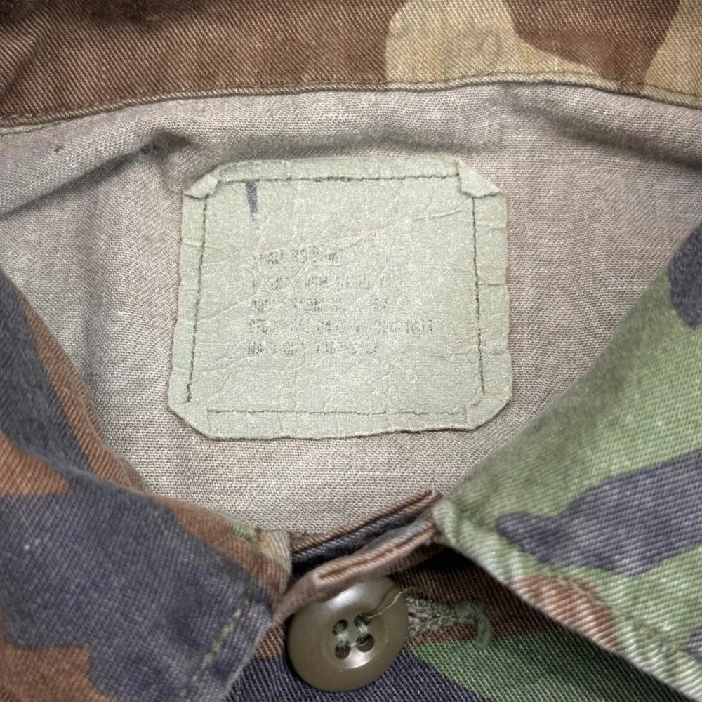USMC Woodland Camo Combat Jacket Military Utility Shirt Eagle Globe Anchor XS